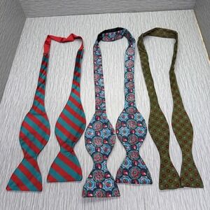 Self Tie Bow Tie Lot of 3 Silk Patterned Preppy Mens Formal Accessories